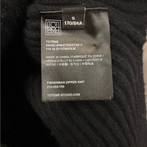 Toteme Ribbed Wool Mock Neck Sweater in Black Size S - Picture 8 of 8